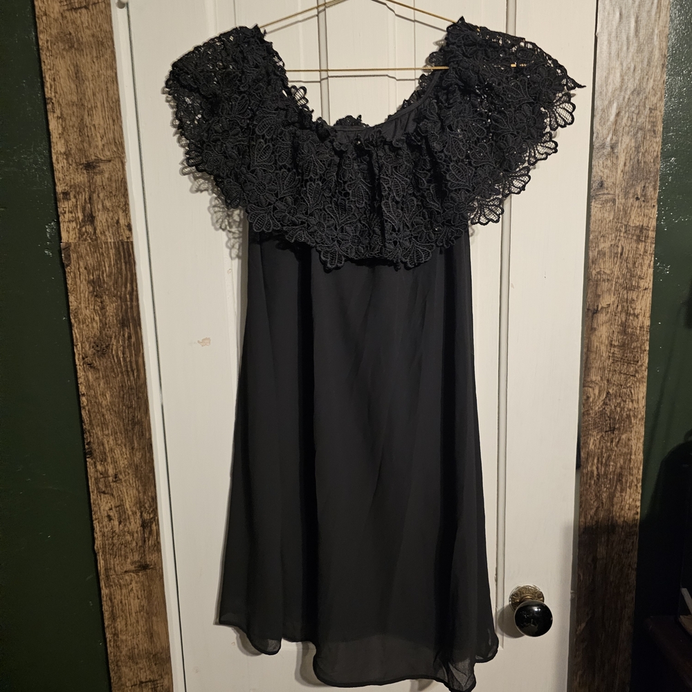 Eliza J Black Lace Yoke Dress